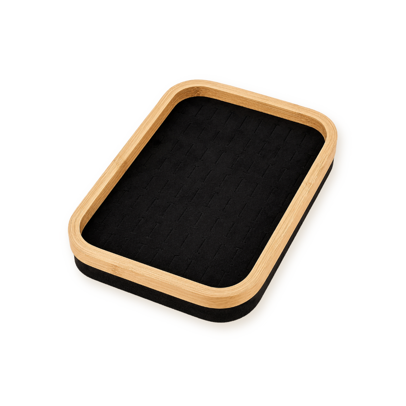 Bamboo Jewelry Tray — Faux Velvet Ring and Earring Display