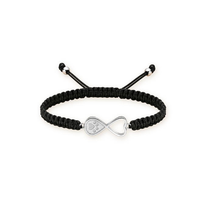 Infinity Heart Urn Bracelet — Braided Cord in Silver