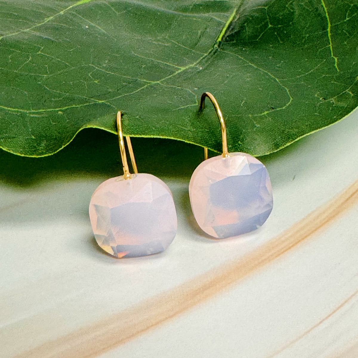 Floating Jewel Earrings — Faceted Crystal Drops on Gold Hooks