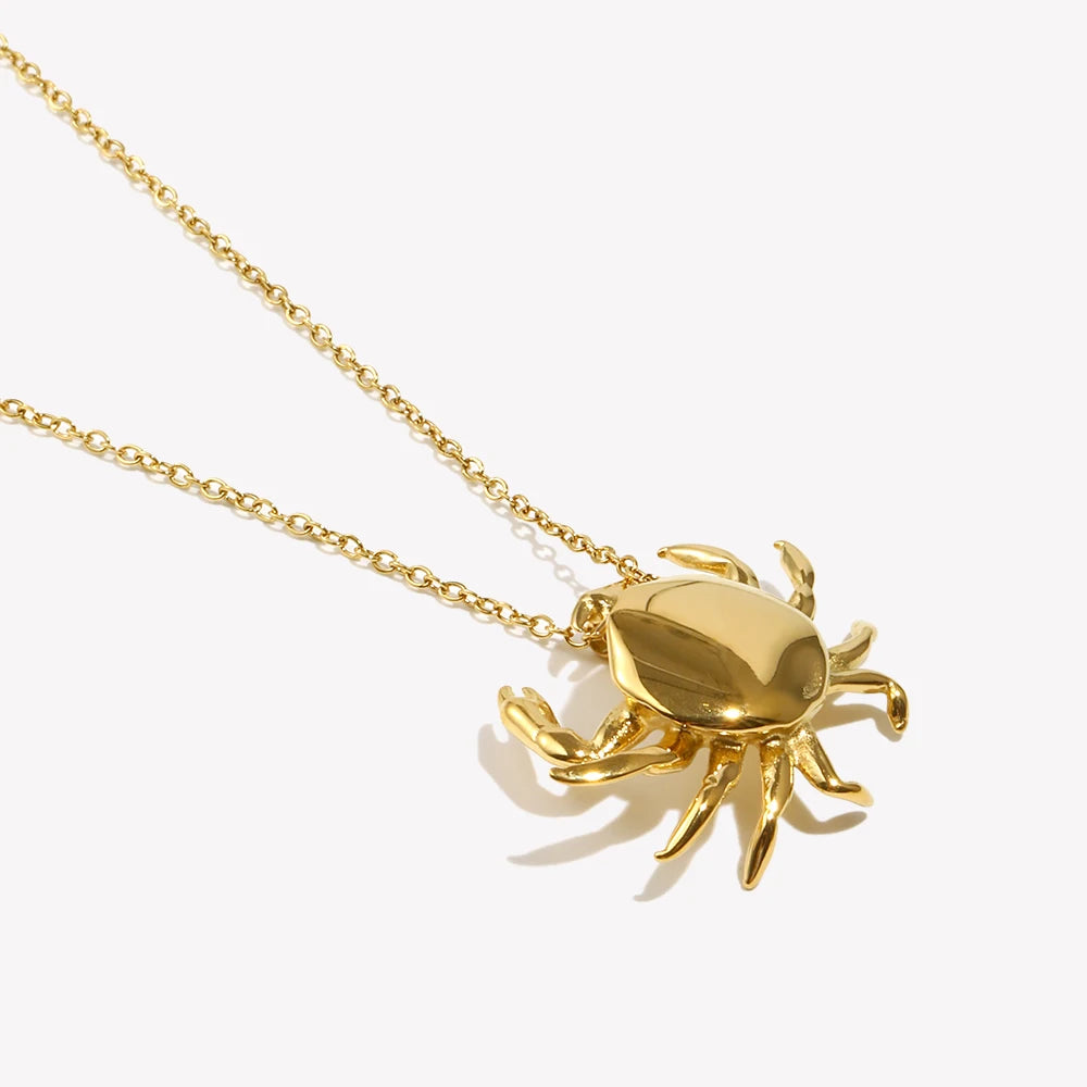 Little Crab Water Resistant Tarnish Free Silver Color 316L Stainless Steel Women's Ring Earrings 18K Gold Plated Jewelry