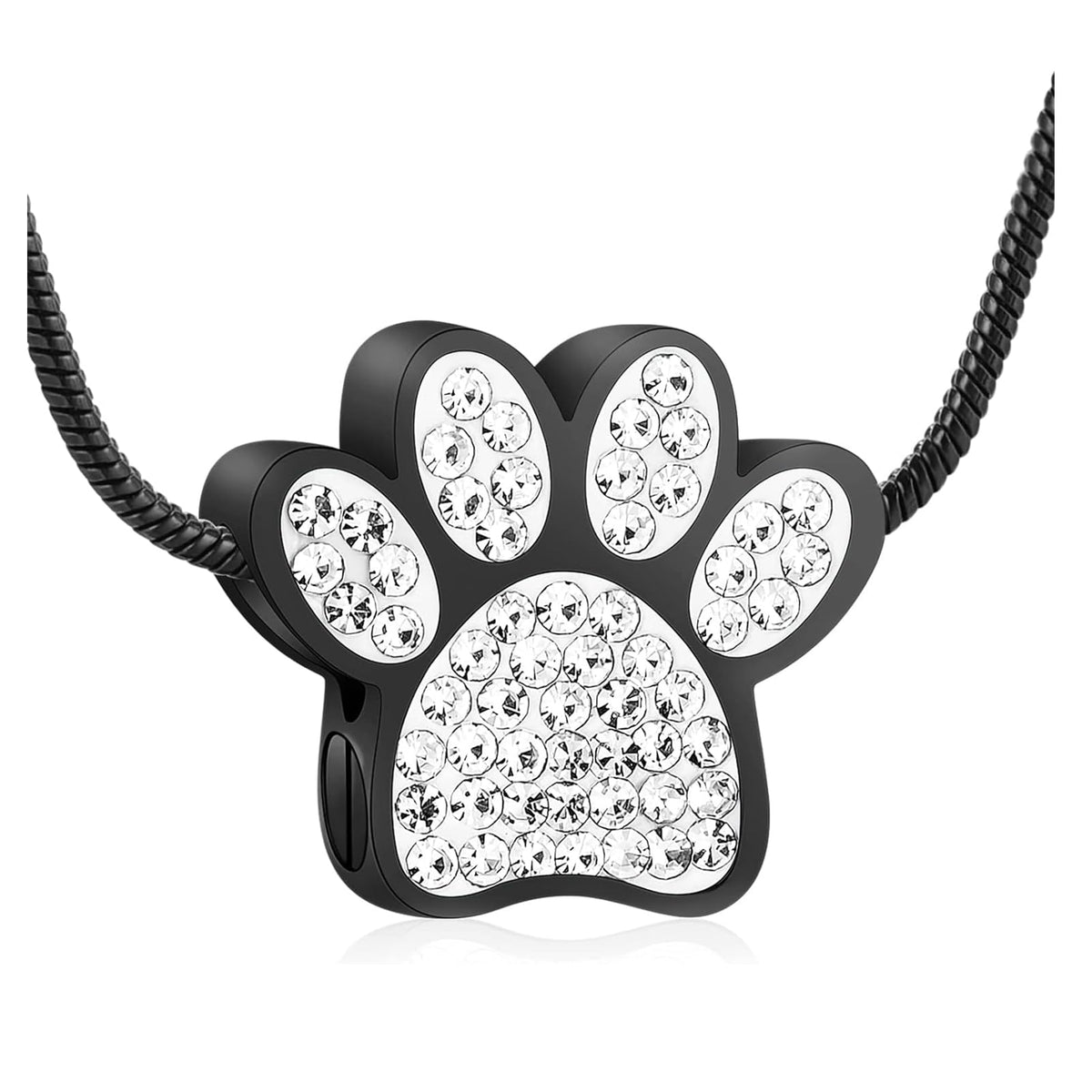 Black Paw Urn Necklace — Stainless Steel Keepsake Pendant