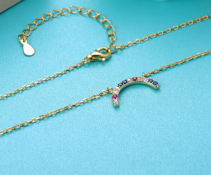 Rainbow Pendant Necklace — Sterling Silver with 18K Gold Vermeil