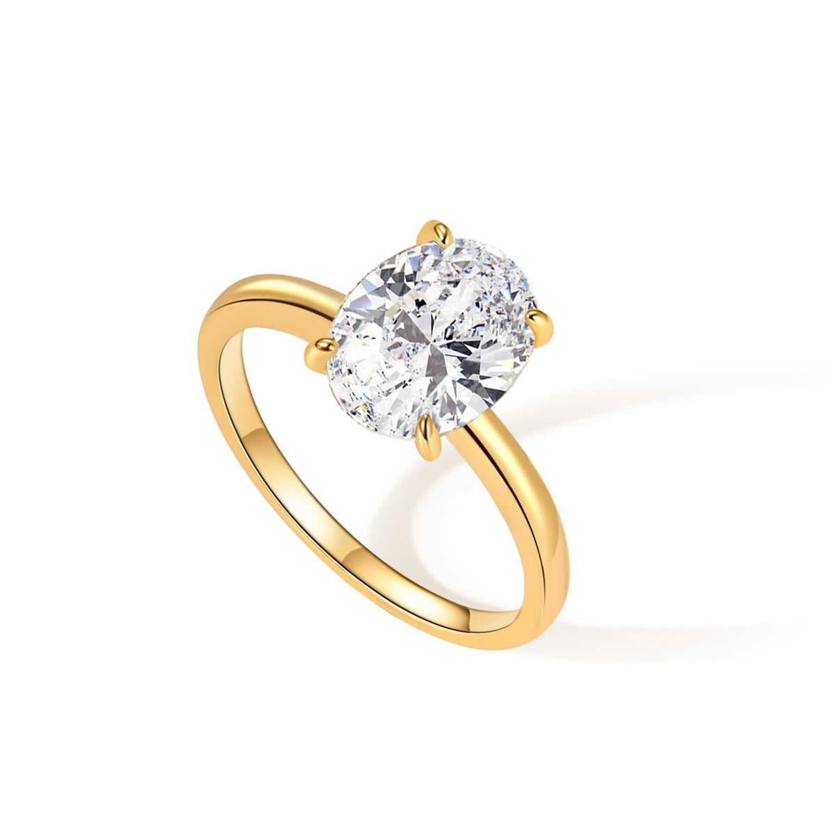 Oval Solitaire Ring — 14K Gold Plated Cubic Zirconia
