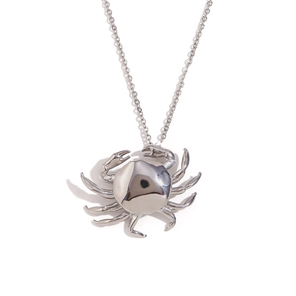 Little Crab Water Resistant Tarnish Free Silver Color 316L Stainless Steel Women's Ring Earrings 18K Gold Plated Jewelry