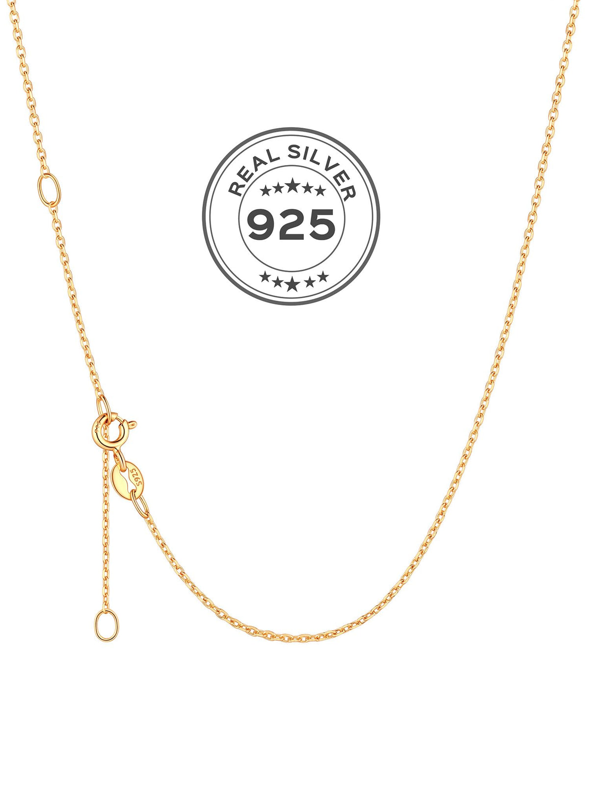 Adjustable Thin Chain Necklace — 1.1mm Sterling Silver in Gold