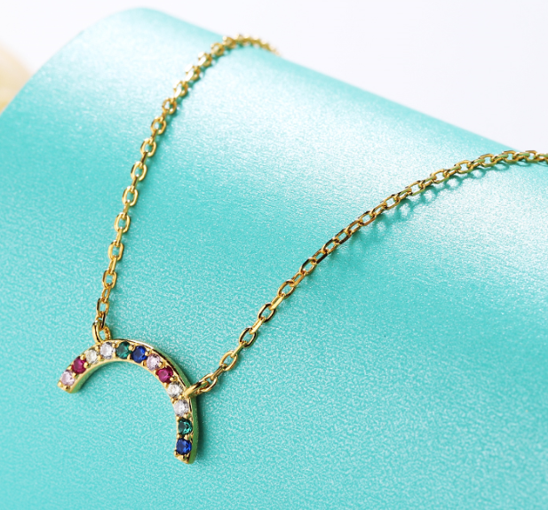 Rainbow Pendant Necklace — Sterling Silver with 18K Gold Vermeil