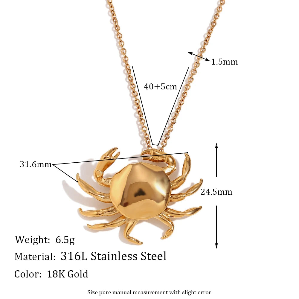 Little Crab Water Resistant Tarnish Free Silver Color 316L Stainless Steel Women's Ring Earrings 18K Gold Plated Jewelry