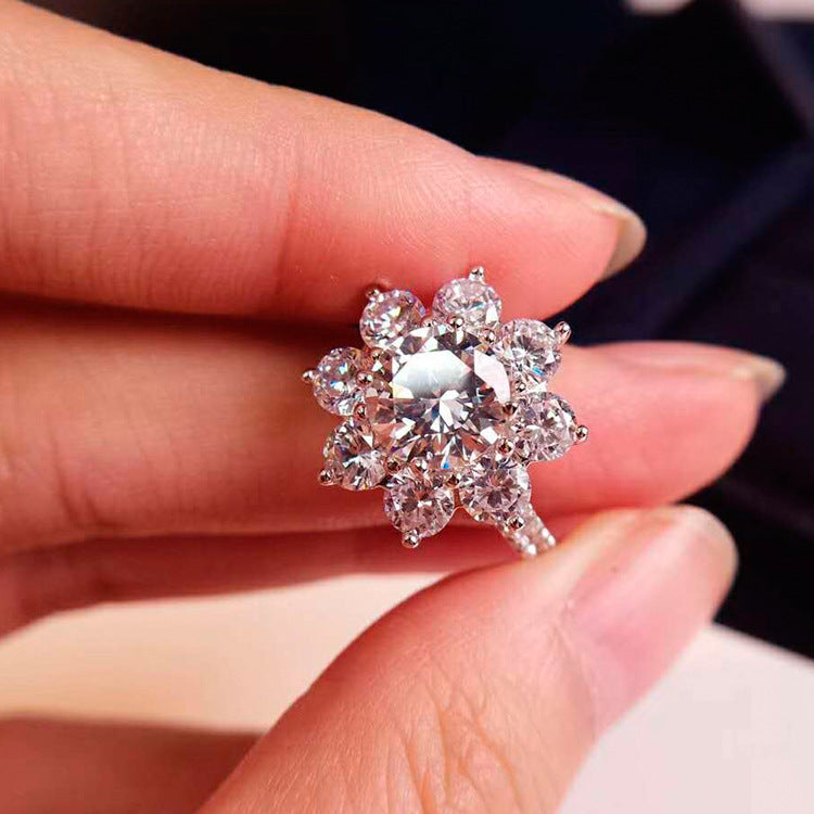 Sunflower Ring — Sterling Silver with 2ct Cubic Zirconia