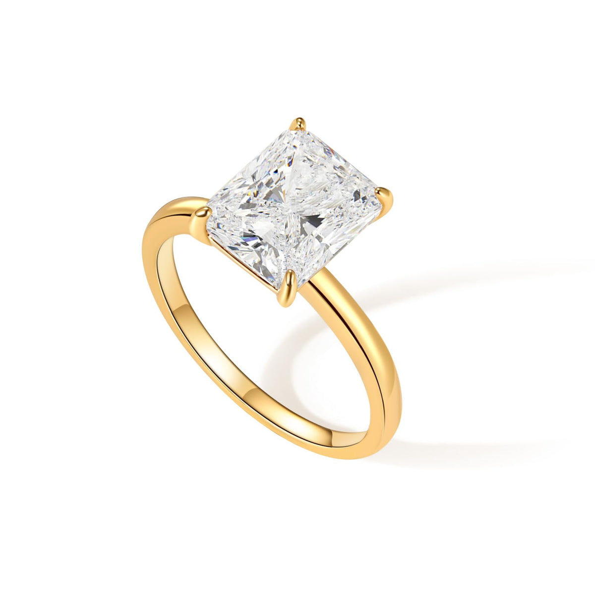 Rectangle Solitaire Ring — 14K Gold Plated Cubic Zirconia