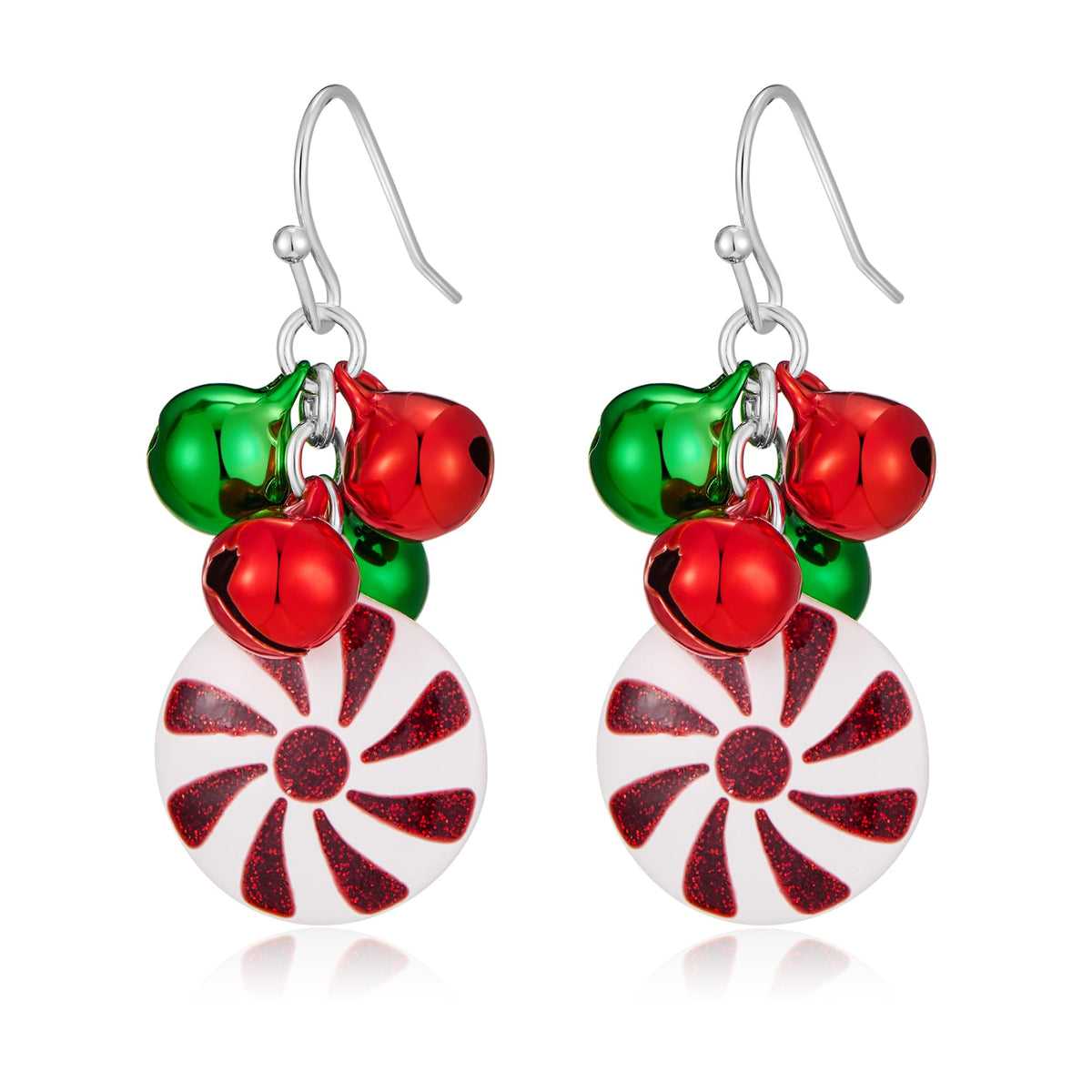 Jingle Bell Earrings — Red and Green Christmas Drops