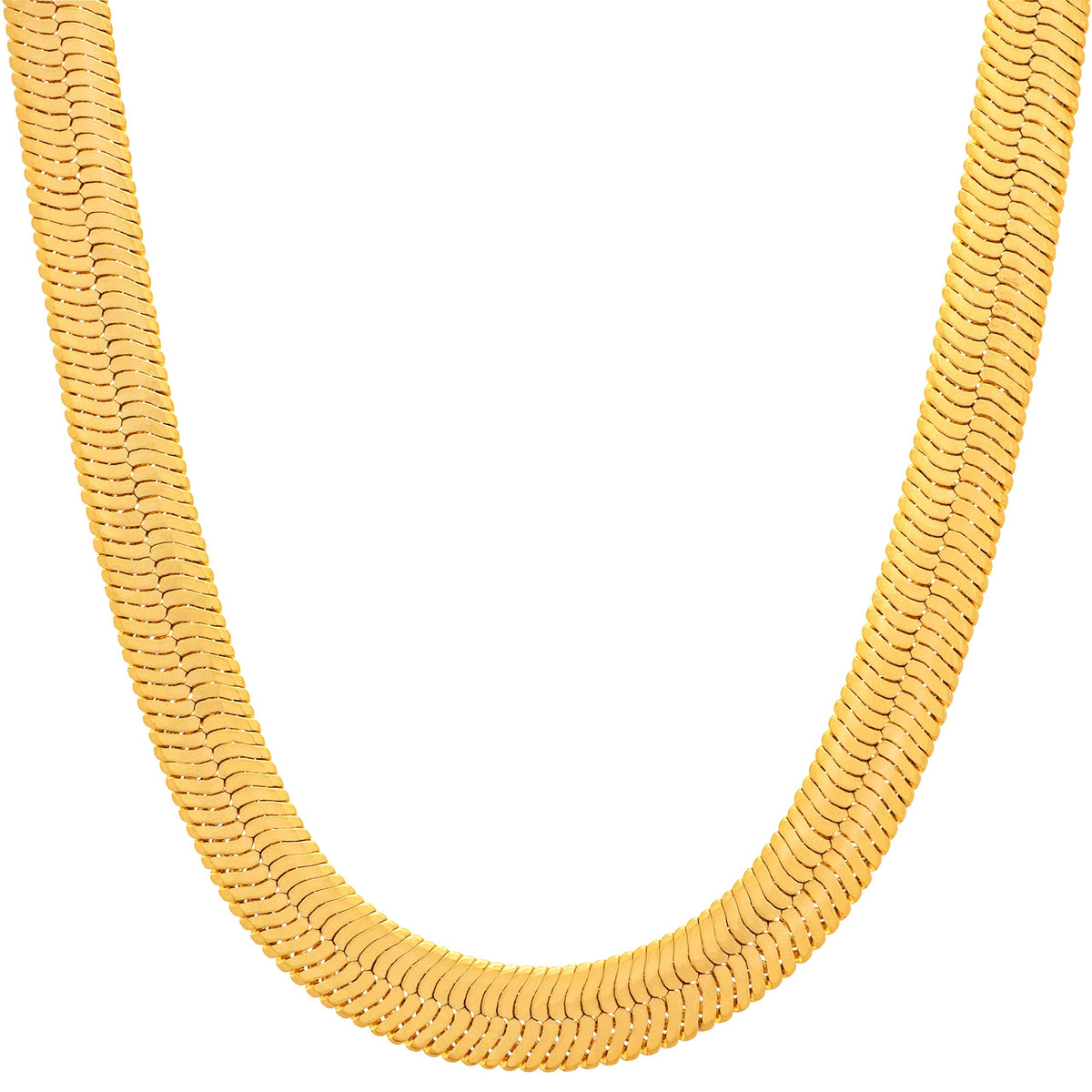 Herringbone Chain Necklace — 7mm Kink-Free in 24K Gold Plating