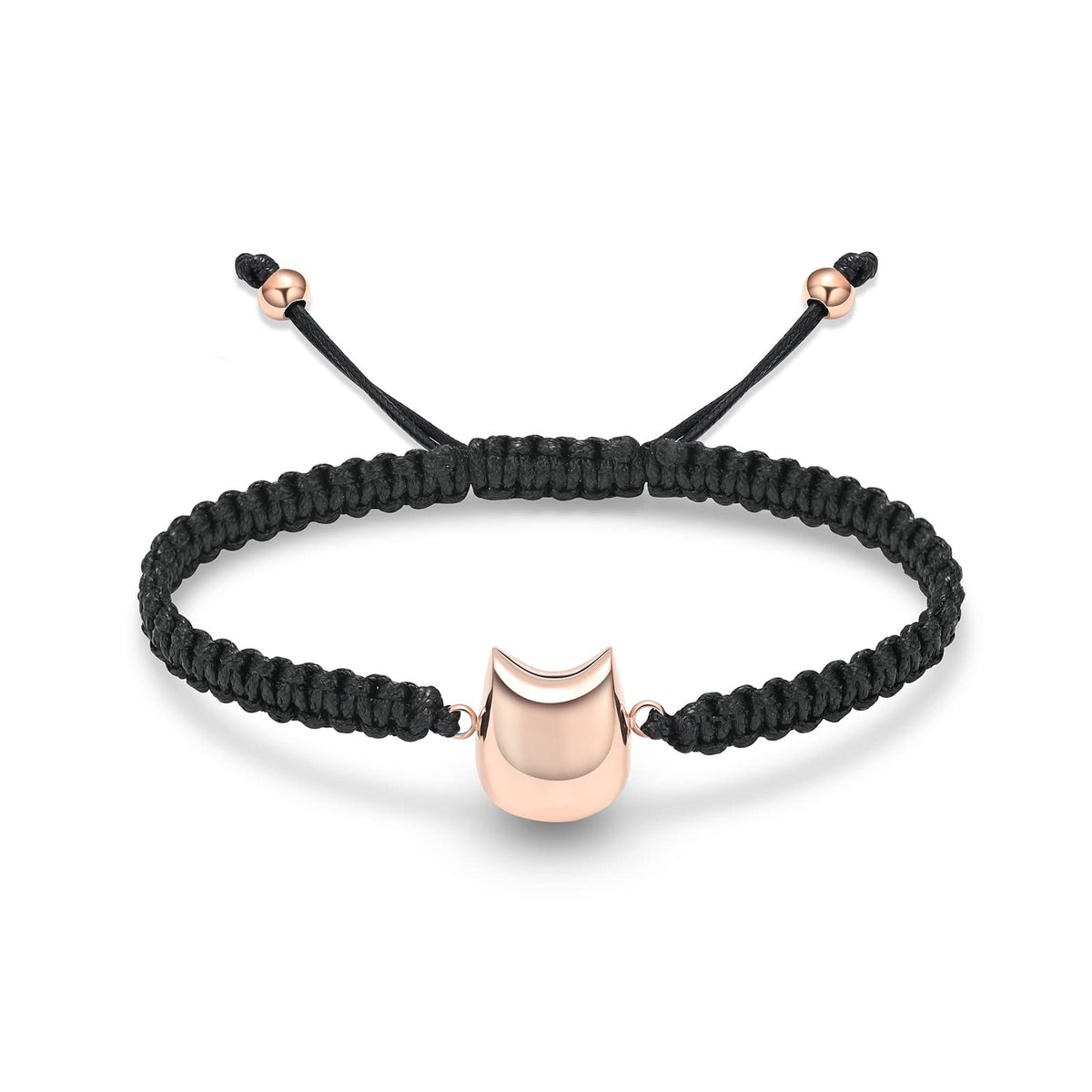 Cat Charm Urn Bracelet — Braided Cord in Rose Gold