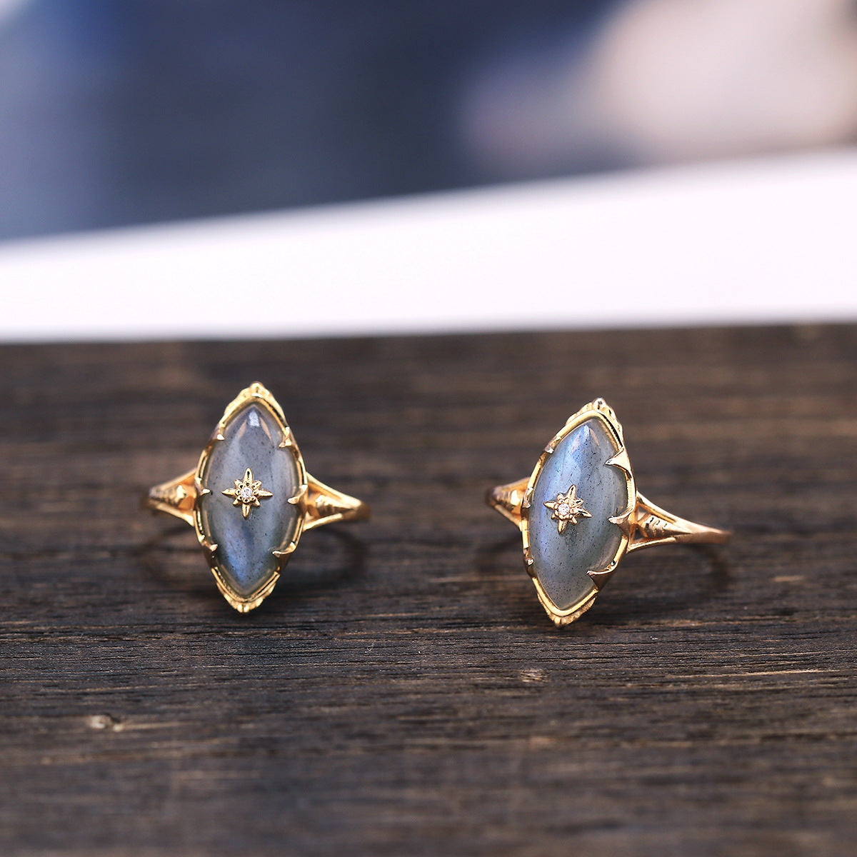 Labradorite Ring — Sterling Silver with 14K Gold Plating