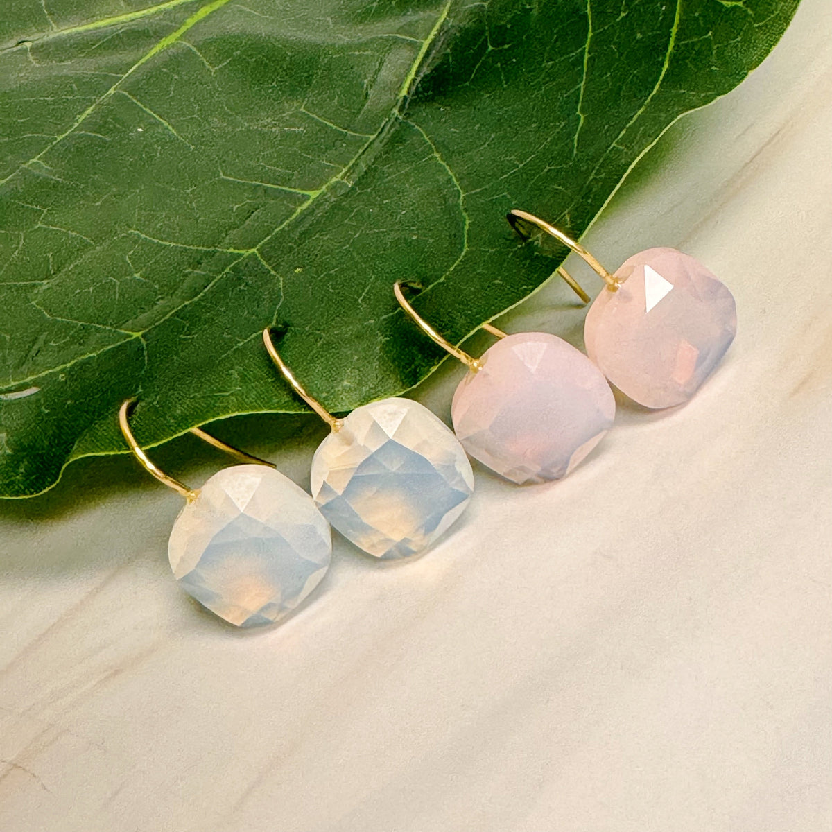Floating Jewel Earrings — Faceted Crystal Drops on Gold Hooks