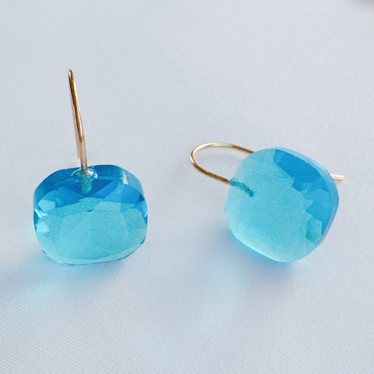 Floating Jewel Earrings — Faceted Crystal Drops on Gold Hooks