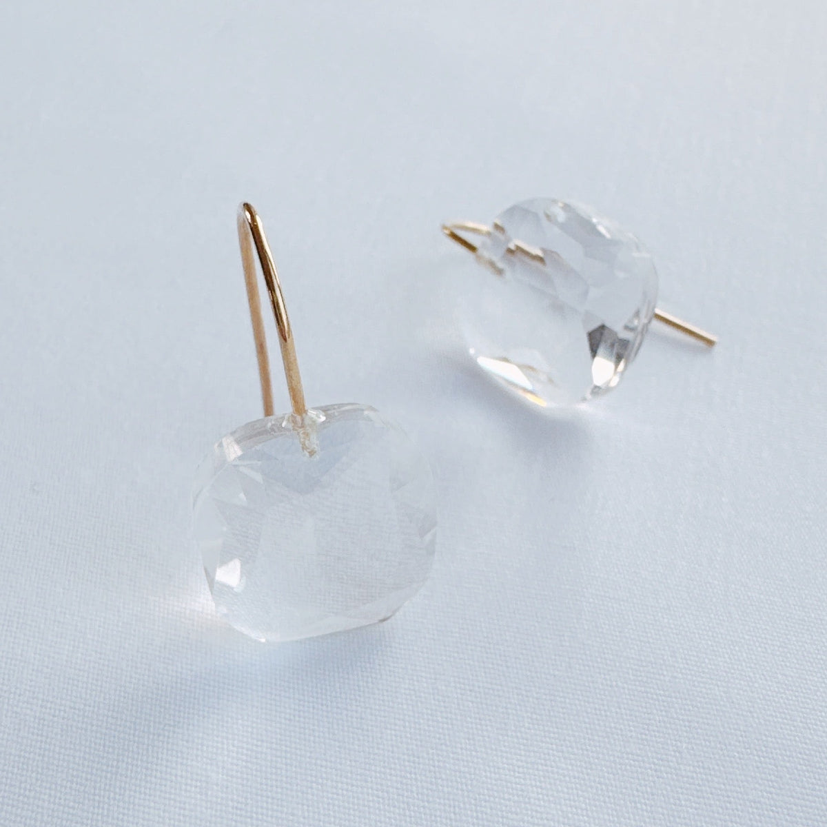 Floating Jewel Earrings — Faceted Crystal Drops on Gold Hooks