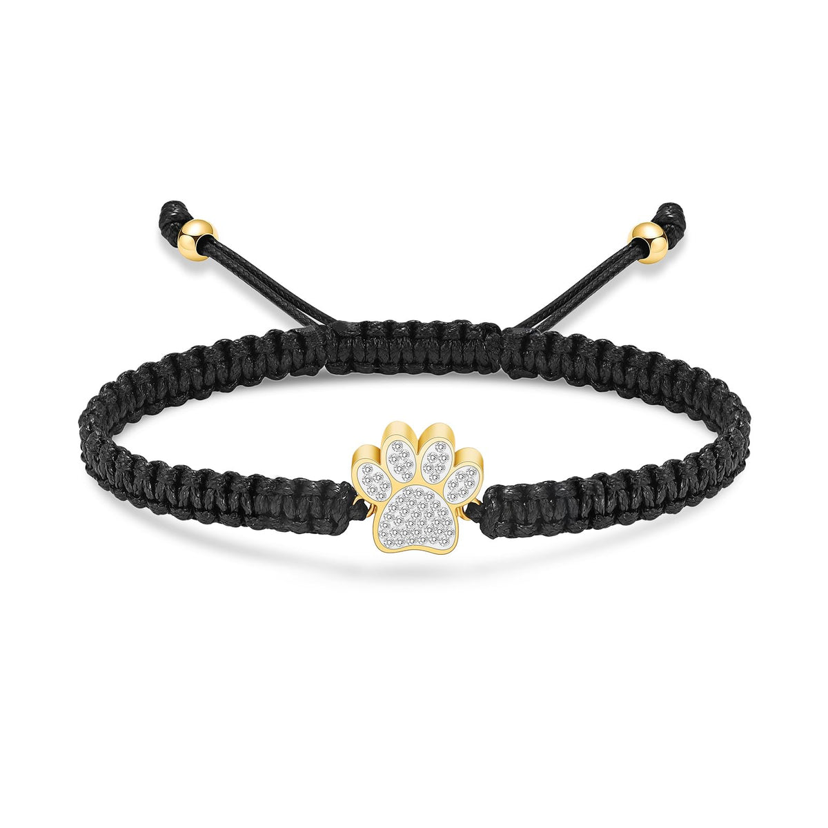Braided Paw Urn Bracelet — Cord with Pavé Paw in Gold