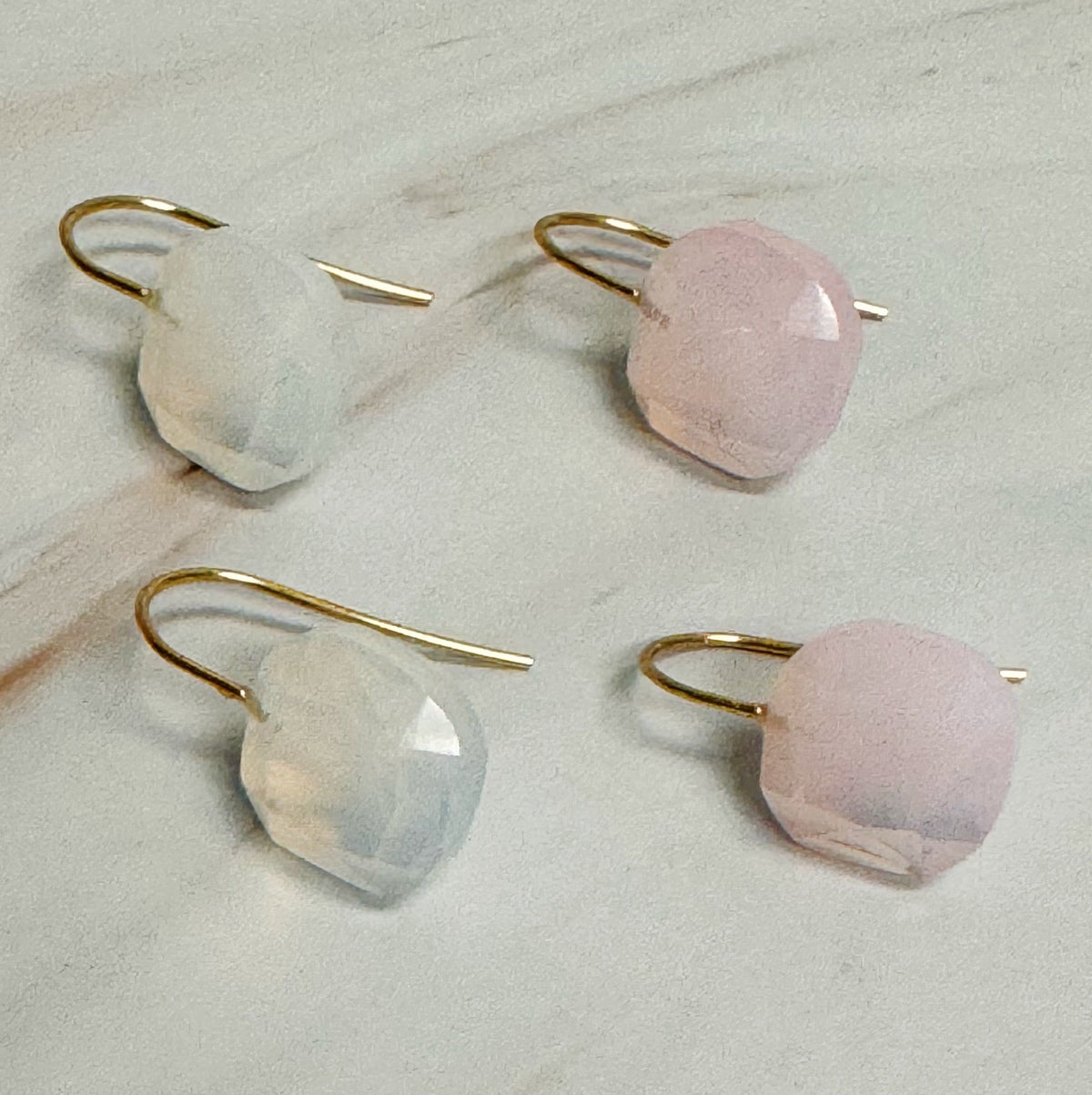 Floating Jewel Earrings — Faceted Crystal Drops on Gold Hooks