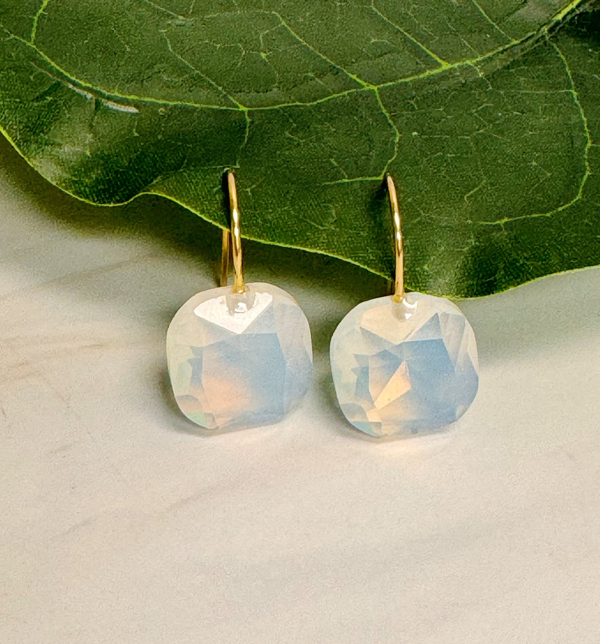 Floating Jewel Earrings — Faceted Crystal Drops on Gold Hooks