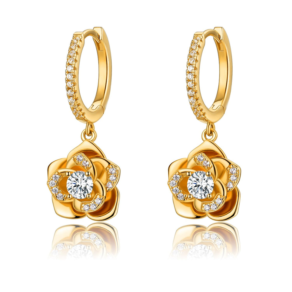 Rose Flower Studs — Dainty Rose Gold Petal Earrings