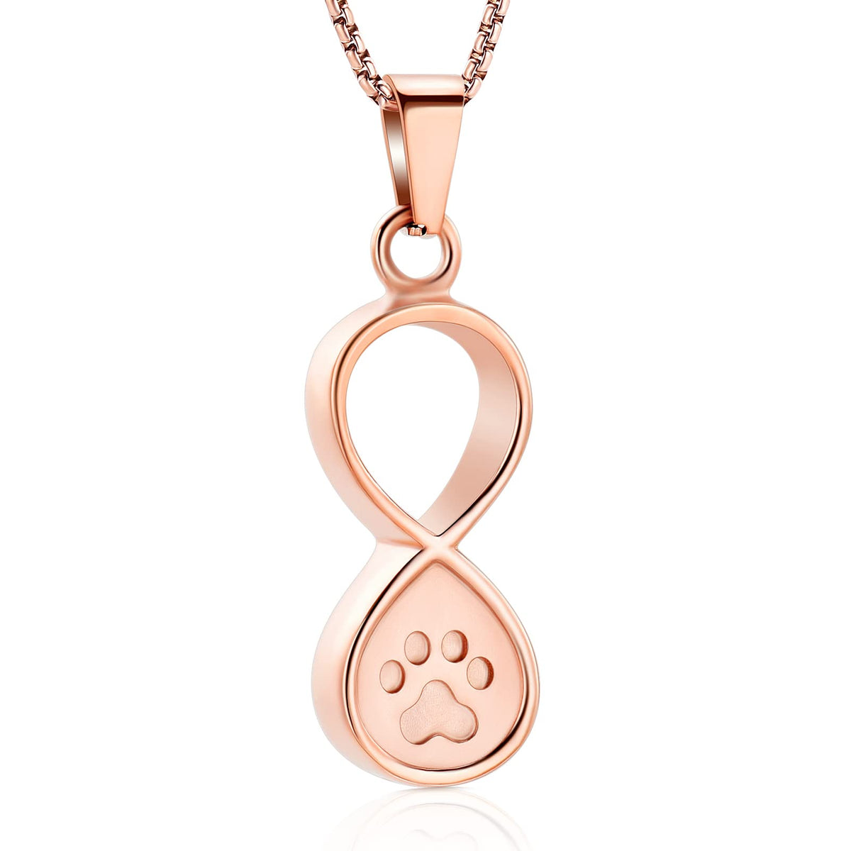 Infinity Paw Urn Pendant — Rose Gold Keepsake for Ashes