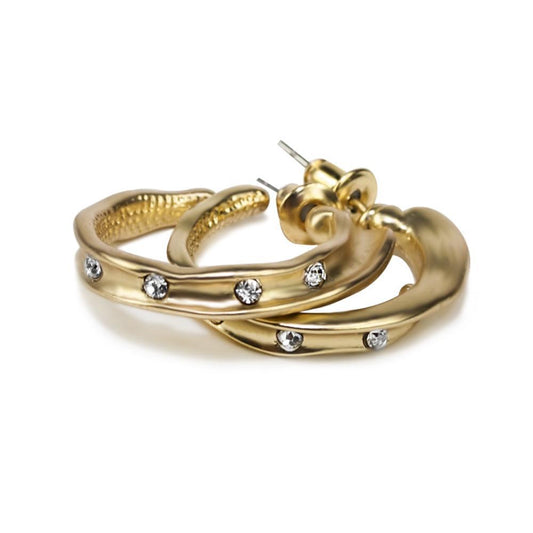 Zirconia Gold Hoop Earrings