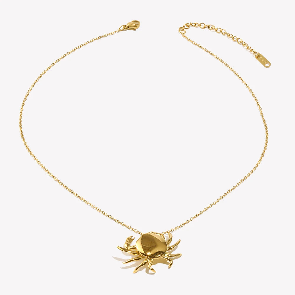 Little Crab Water Resistant Tarnish Free Silver Color 316L Stainless Steel Women's Ring Earrings 18K Gold Plated Jewelry