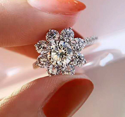 Sunflower Ring — Sterling Silver with 2ct Cubic Zirconia