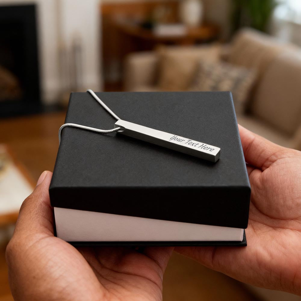 The Whole Story — Four-Sided Engraved Bar Necklace
