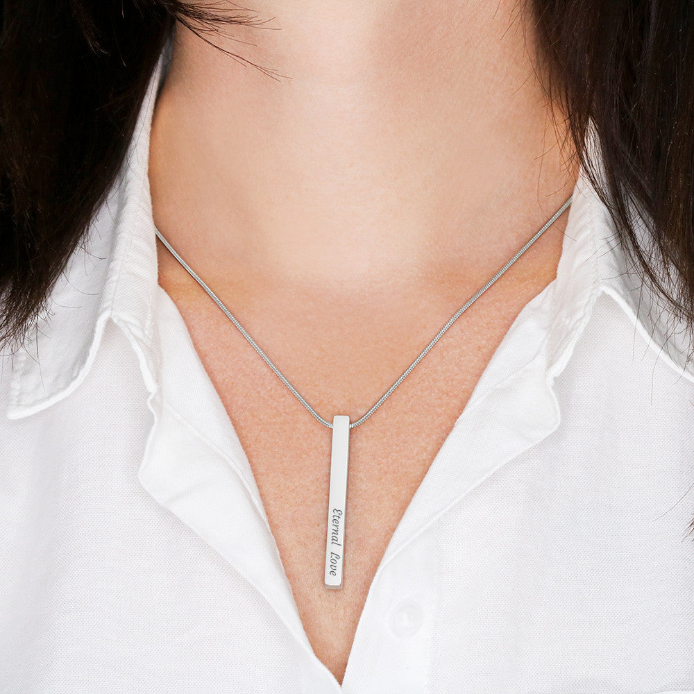 The Whole Story — Four-Sided Engraved Bar Necklace