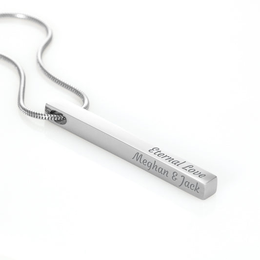 Forever Yours Personalized 4-Sided Engraved Necklace