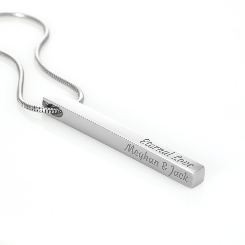 Forever Yours Personalized 4-Sided Engraved Necklace
