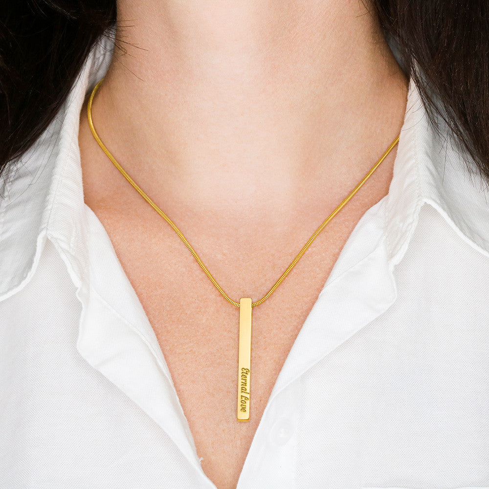 The Whole Story — Four-Sided Engraved Bar Necklace