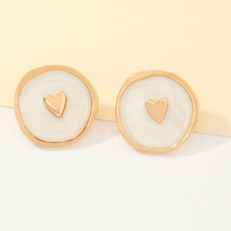 Celestial Heart White Earrings