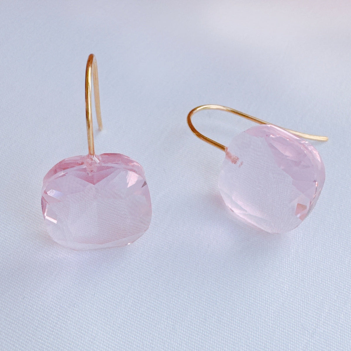 Floating Jewel Earrings — Faceted Crystal Drops on Gold Hooks
