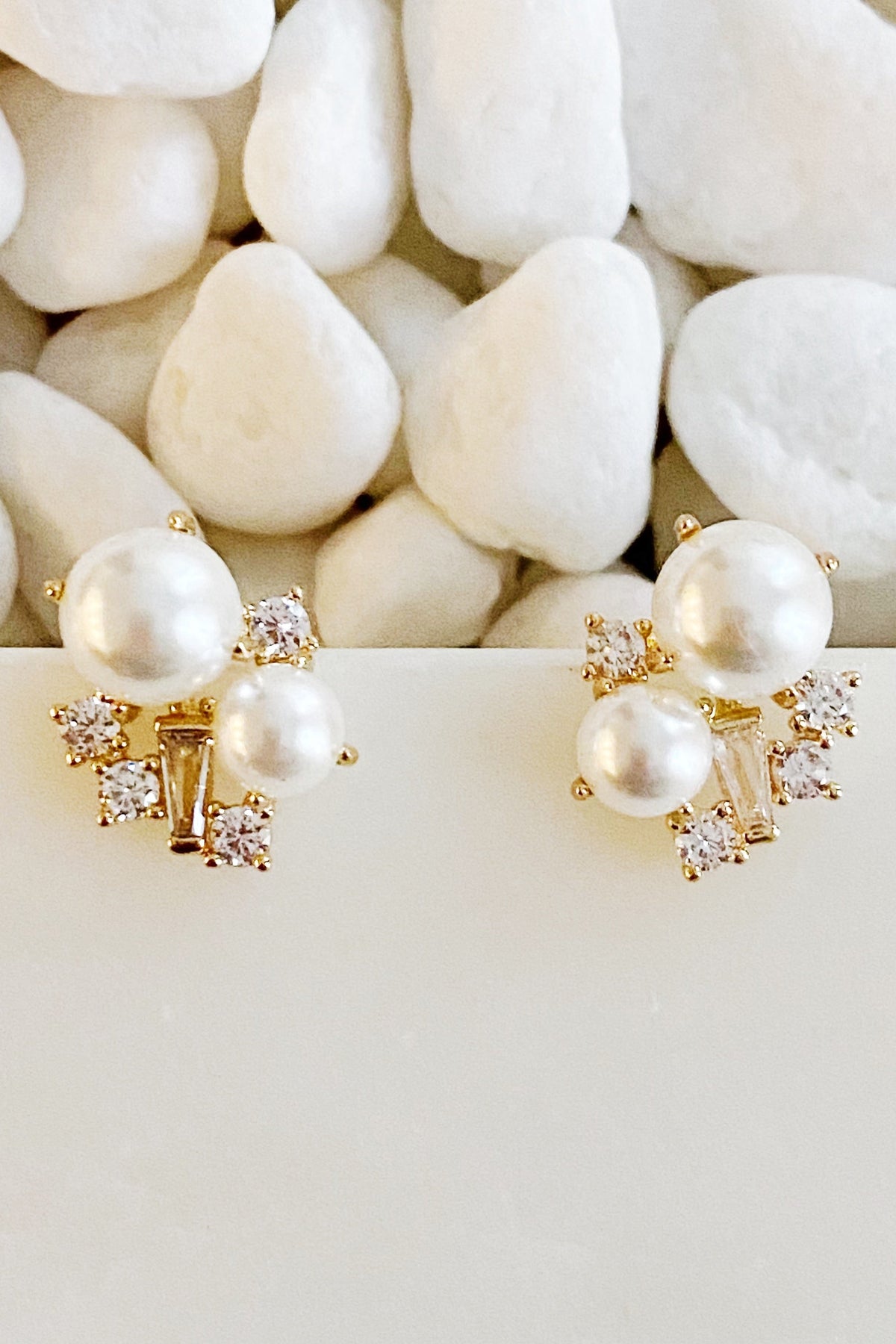 Pearl Cluster Studs — Cubic Zirconia and Pearls in 18K Gold Plating