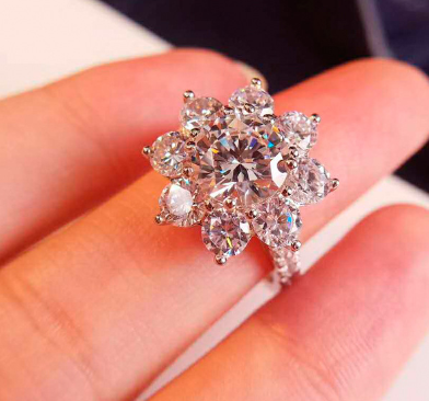 Sunflower Ring — Sterling Silver with 2ct Cubic Zirconia