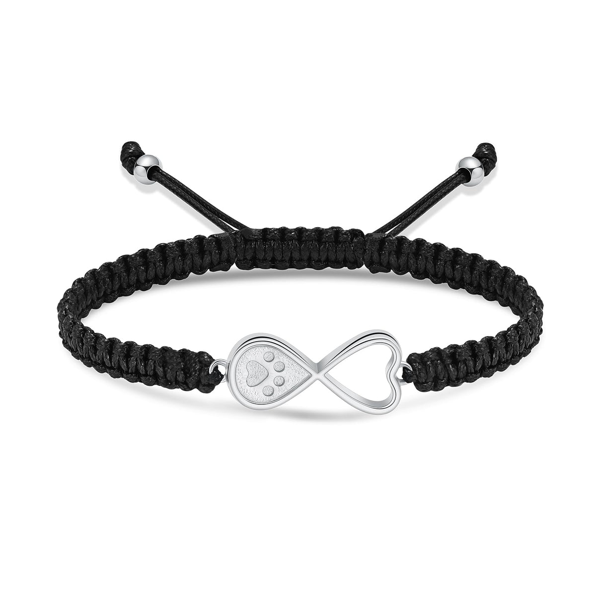 Infinity Heart Urn Bracelet — Braided Cord in Silver