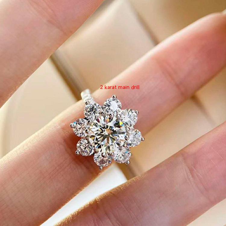 Sunflower Ring — Sterling Silver with 2ct Cubic Zirconia