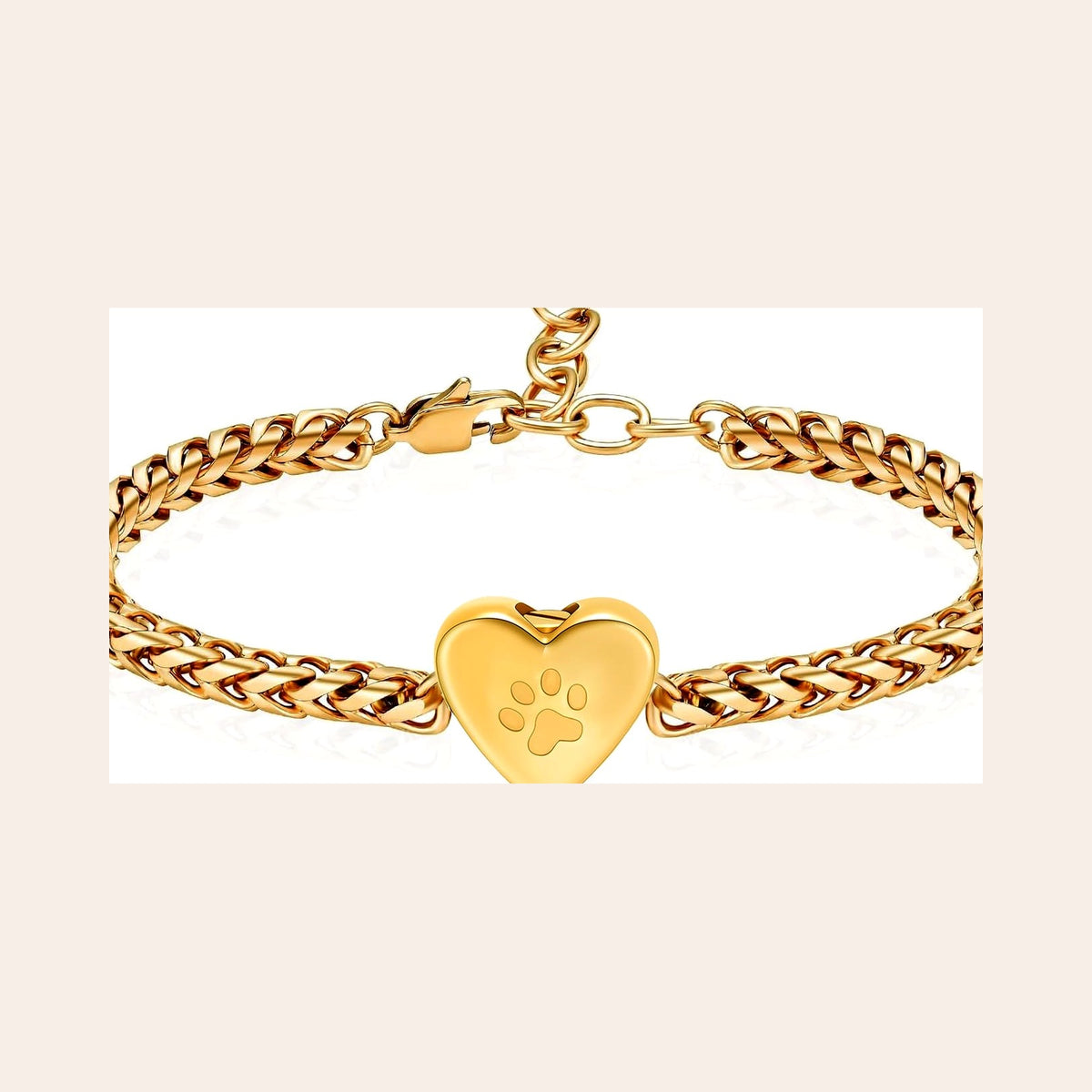 Paw Print Heart Urn Bracelet — Stainless Steel Pet Cremation Keepsake with Filling Kit