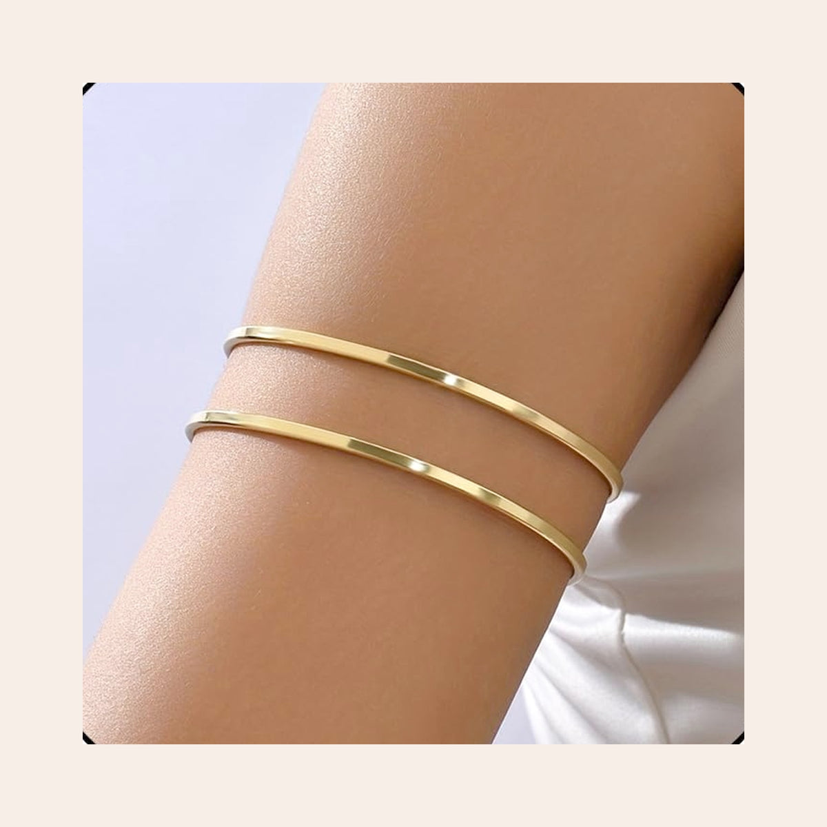 Gold Arm Cuff — Minimalist Double Coil Upper Arm Bracelet, Adjustable