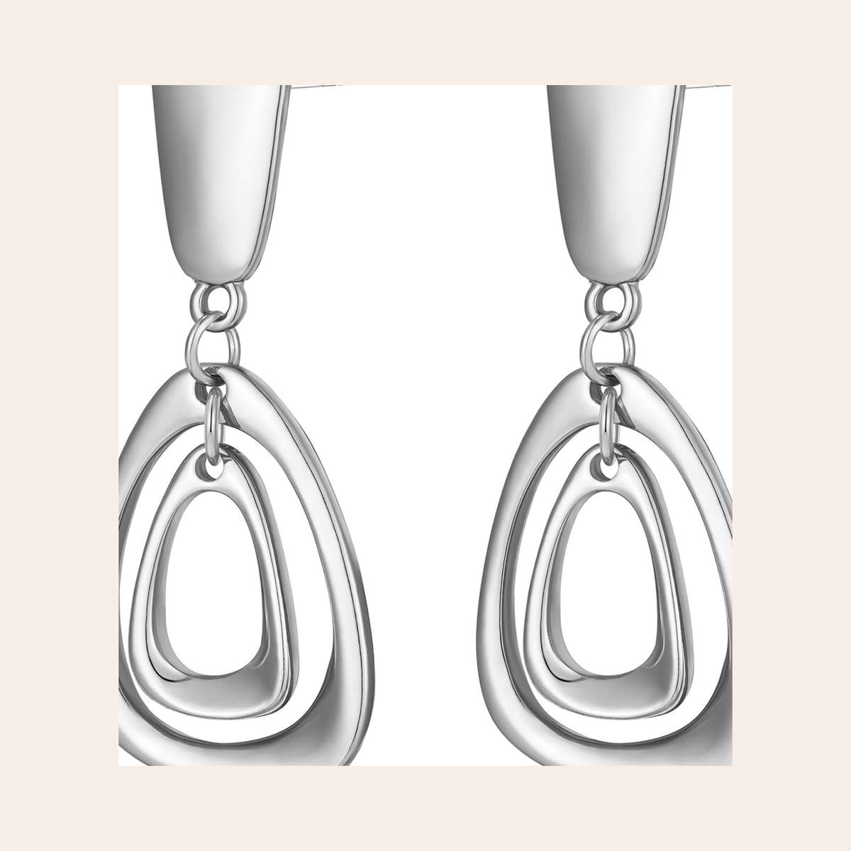 Geometric Drop Earrings — Sculptural Silver Dangles