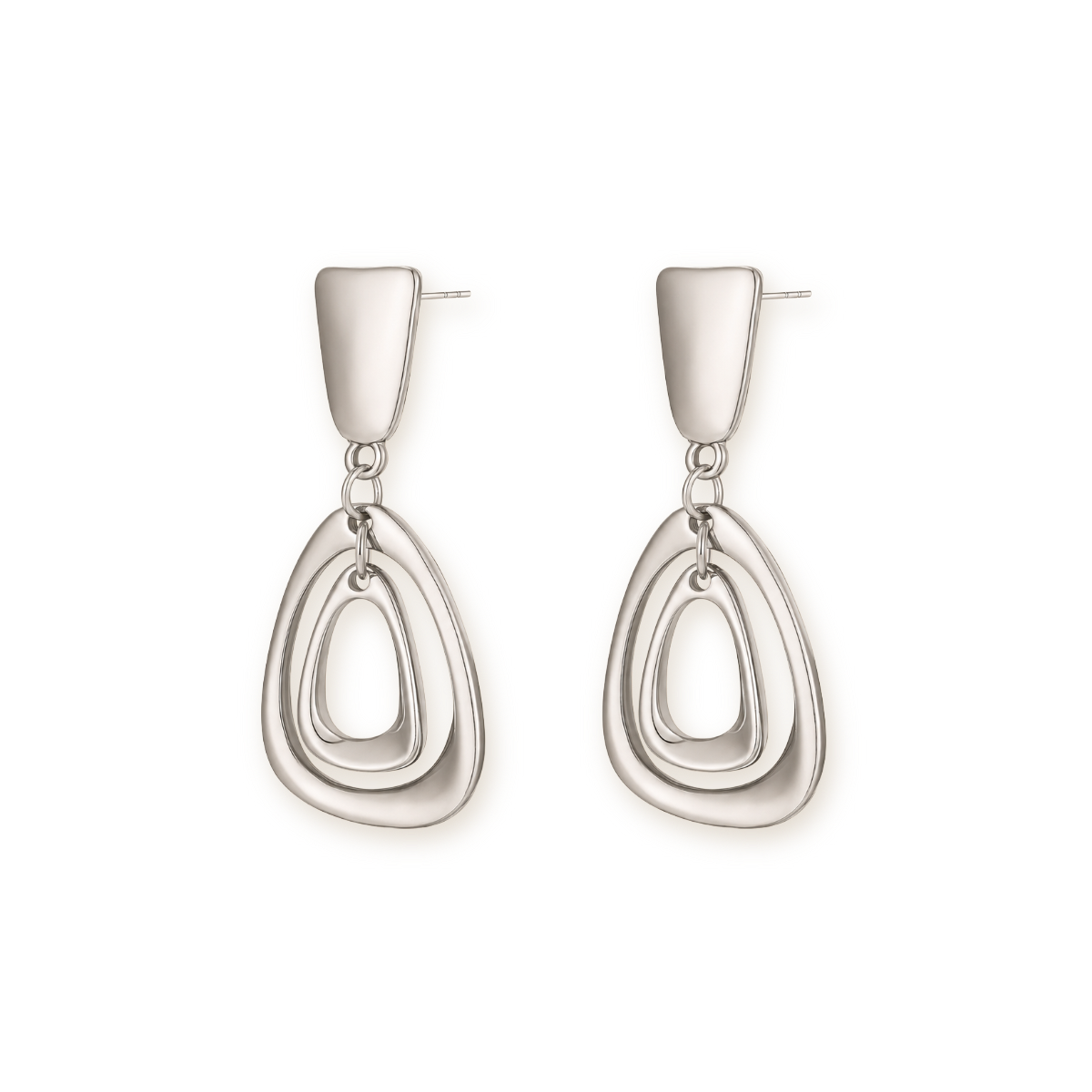 Geometric Drop Earrings — Sculptural Silver Dangles