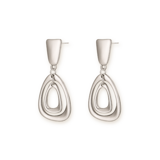 Geometric Drop Earrings — Sculptural Silver Dangles
