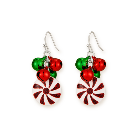 Jingle Bell Earrings — Red and Green Christmas Drops
