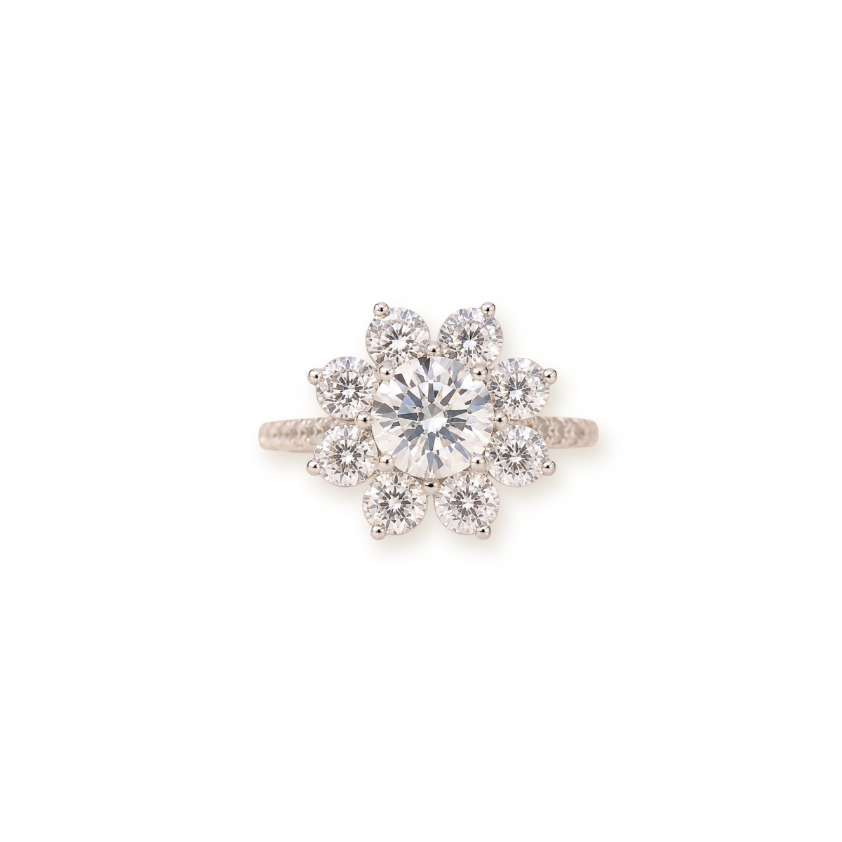 Sunflower Ring — Sterling Silver with 2ct Cubic Zirconia