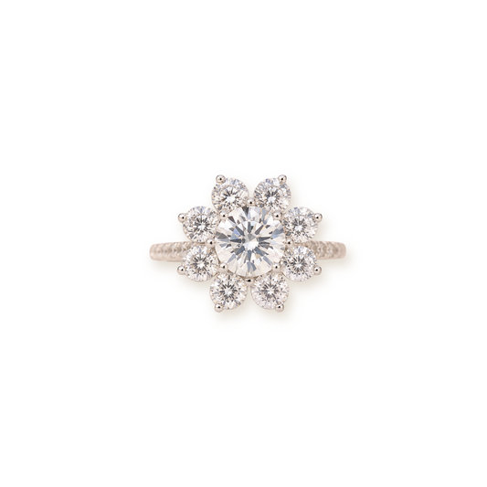 Sunflower Ring — Sterling Silver with 2ct Cubic Zirconia