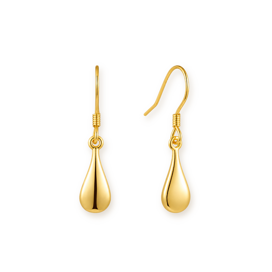 Teardrop Dangle Earrings — Slim Gold Drops on a Fine Hook
