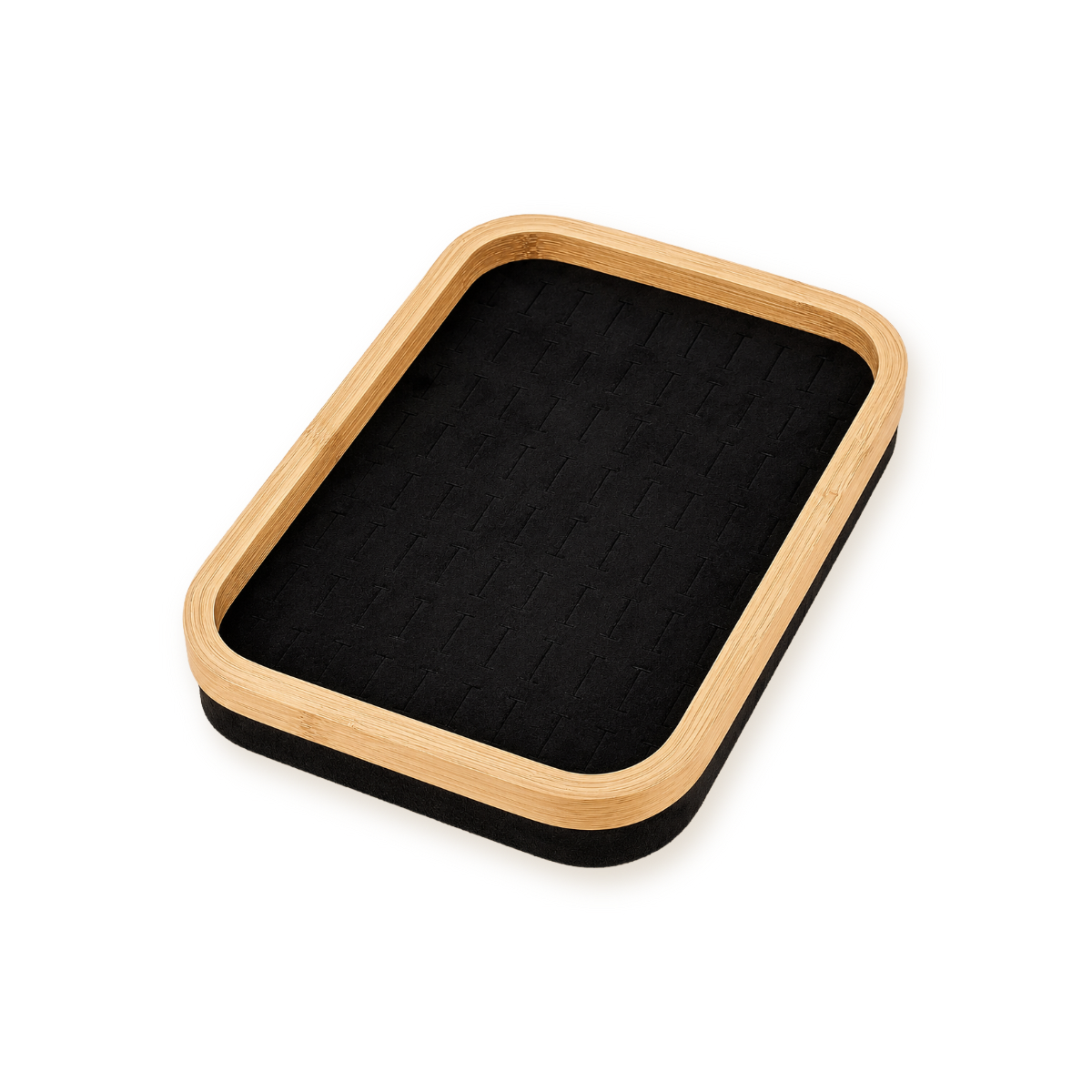 Bamboo Jewelry Tray — Faux Velvet Ring and Earring Display