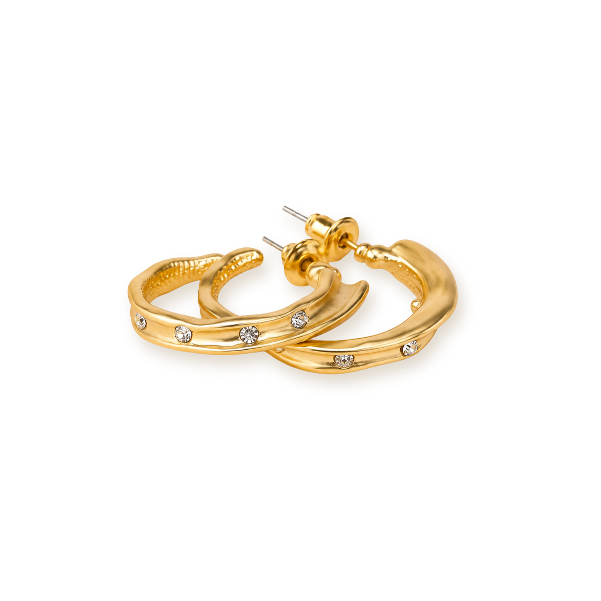 Zirconia Gold Hoops — Pavé Crystal Huggies in 18K Gold